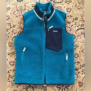 PATAGONIA women’s retro x sherpa pile vest teal underwater blue large